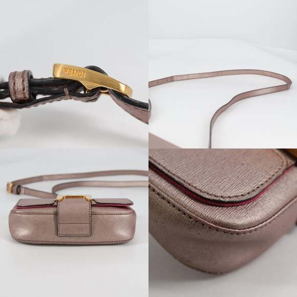 FENDI Chameleon Shoulder Bag Leather Pink Gold - Picture 10 of 14